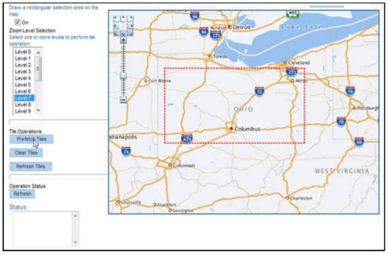 Example of a map displaying in the wizard.