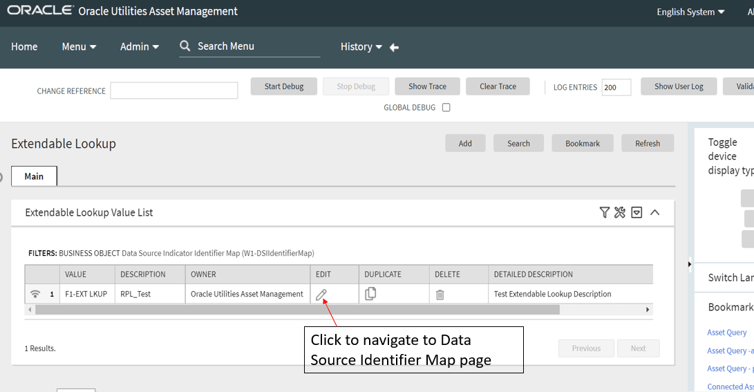 Screenshot of how to navigate to the Data Source Identifier Map page.