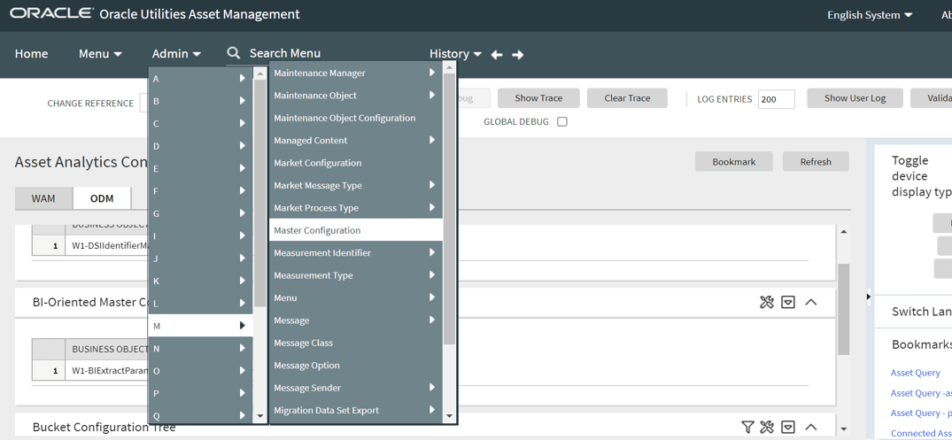 Screenshot of how to navigate to the Master Configuration page.