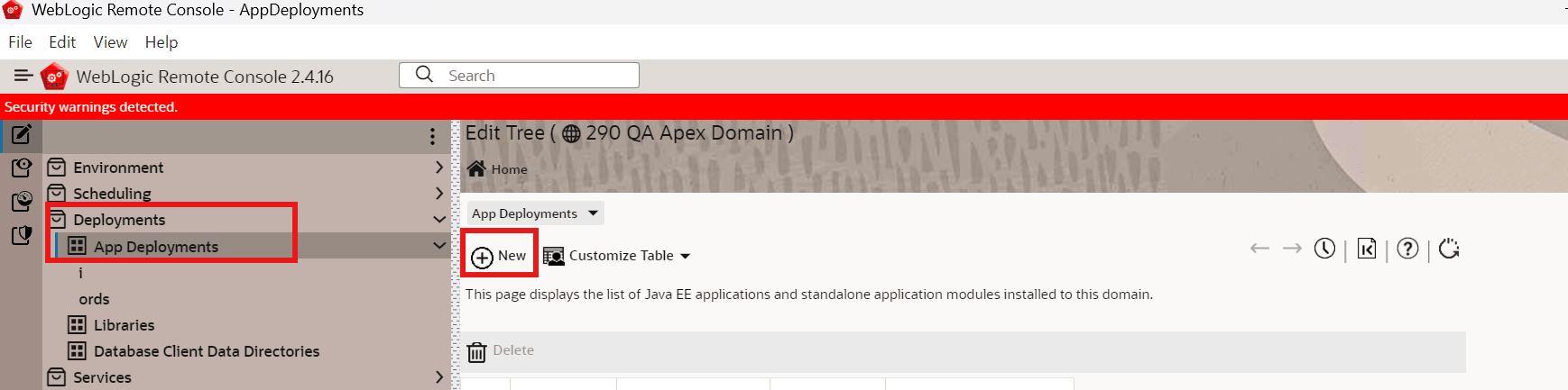 This allows you to create a Java EE application or standalone application module that will be installed in the domain you are currently working with.