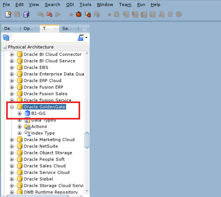 Created Physical Data Server (Oracle GoldenGate) – B1-GG