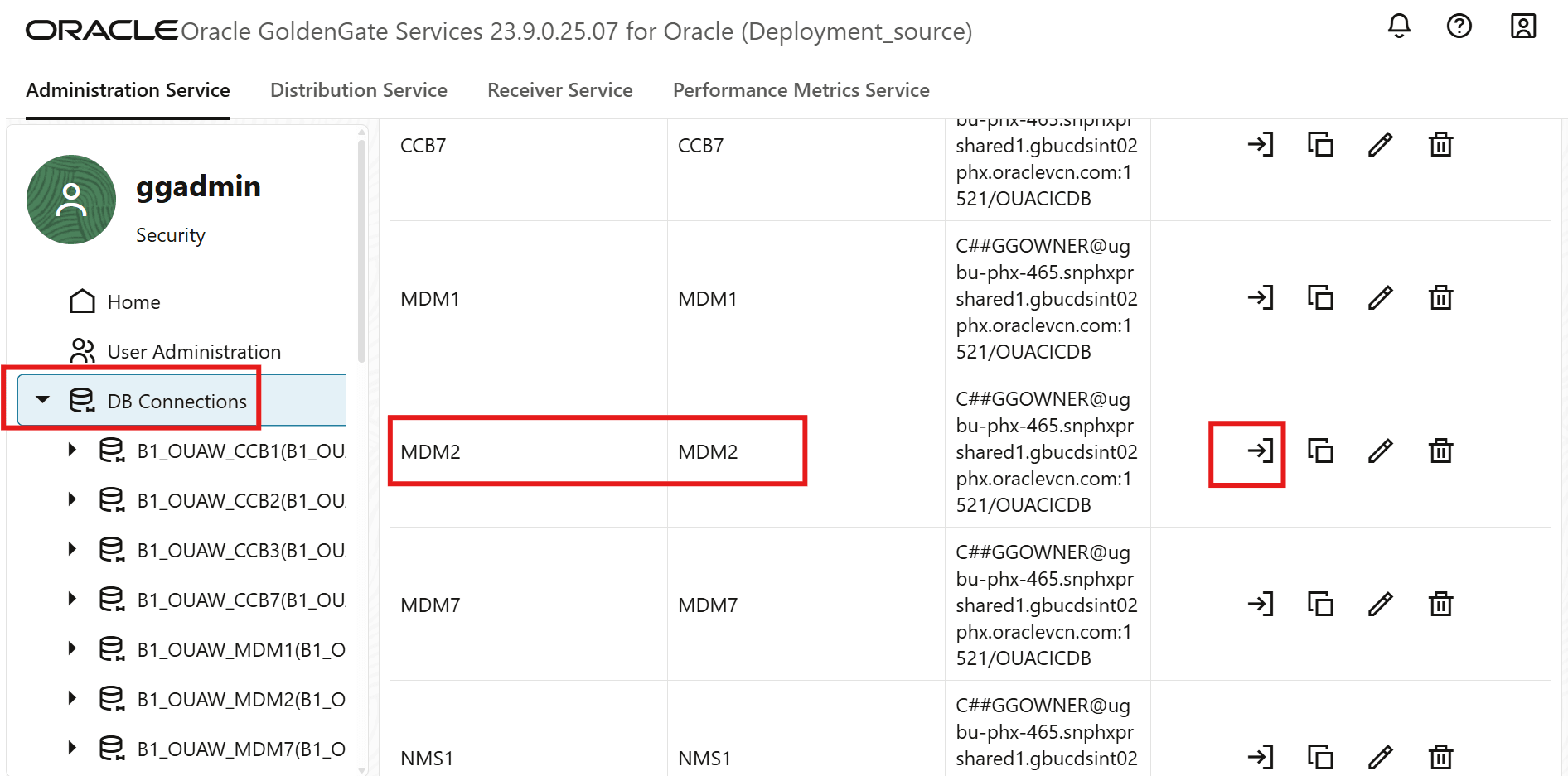 Select appropriate database connections as per Context Code.