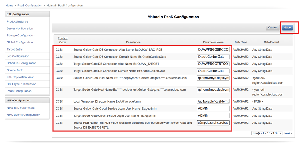 Update the Context Code parameter values.