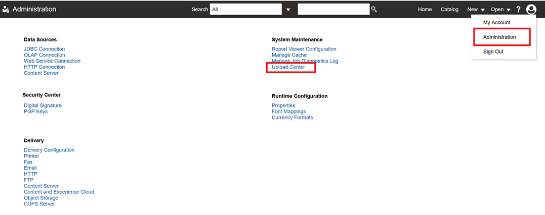 Upload Center Link