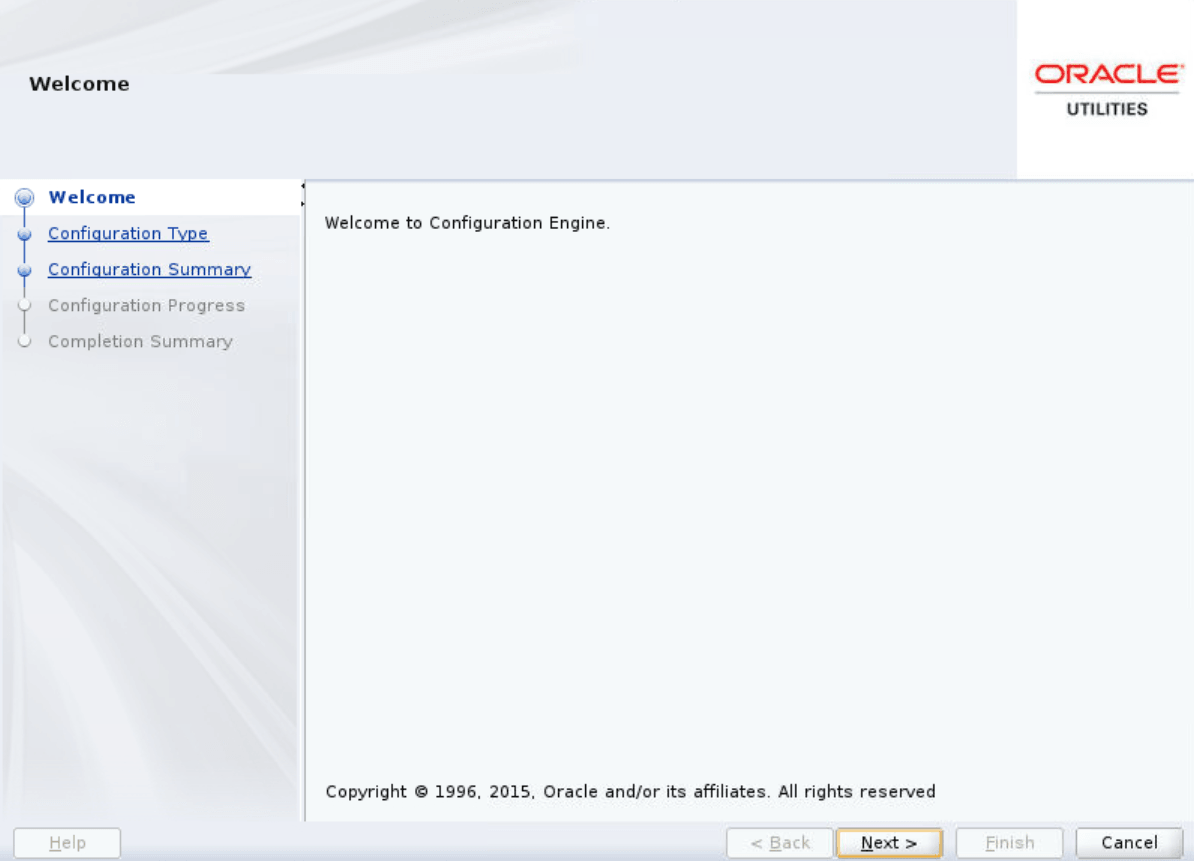 Configuration Engine Welcome screen.