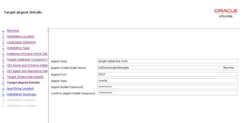 Target JAgent Details page where the user is to populate several text fields.