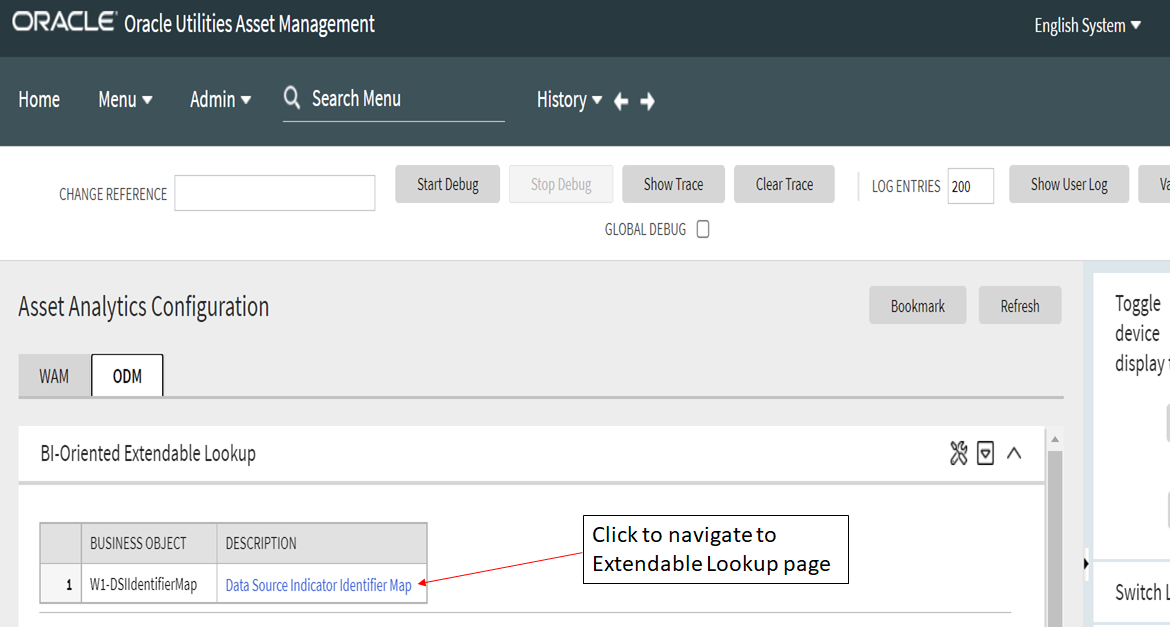 Screenshot of how to navigate to the Extendable Lookup page.