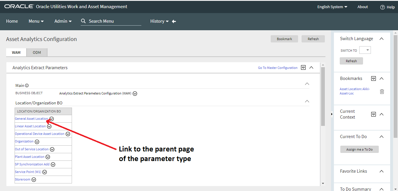 Screenshot highlighting a link to the parent page of the parameter type.