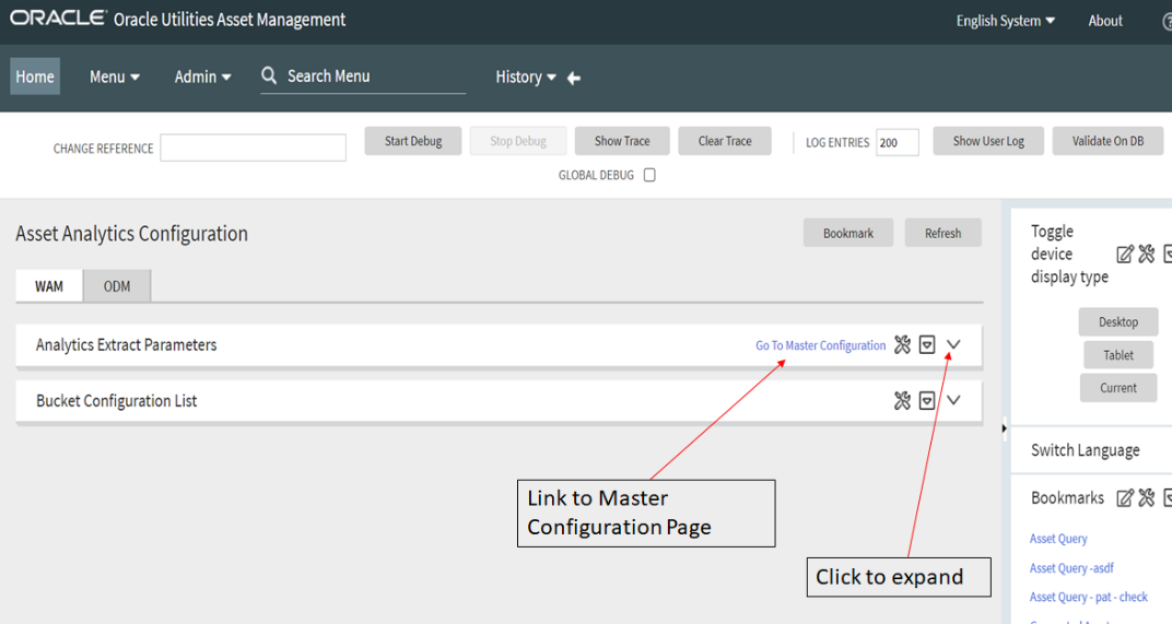 Screenshot of two major sections on the Asset Analytics Configuration page.