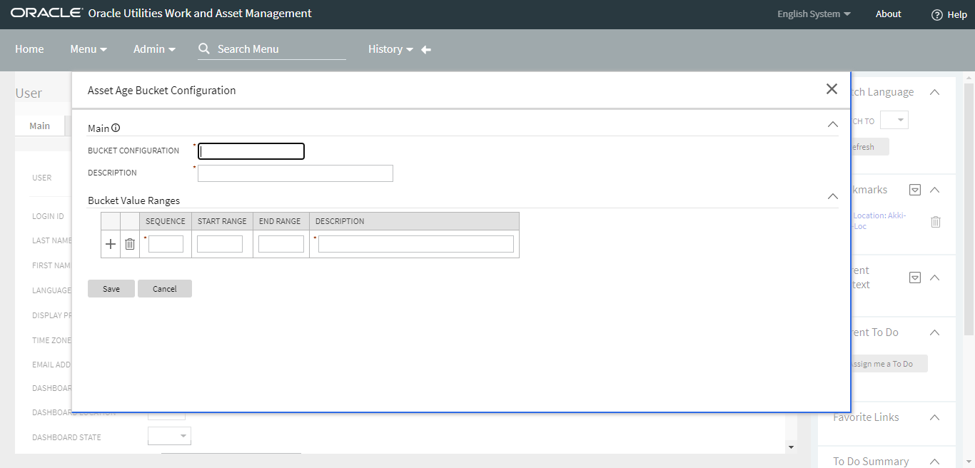 Screenshot of the bucket configuration screen.