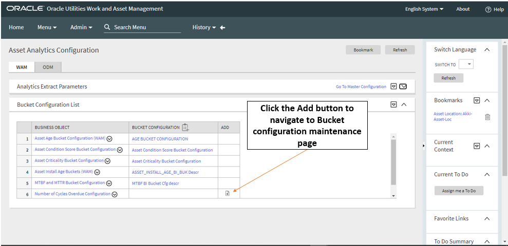 Screenshot of the "Bucket Configuration Maintenance" page for buckets that have been added to the configuration list but for which ranges have not been set up yet.
