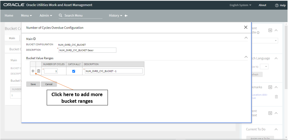 Screenshot of how to add or edit bucket value ranges.