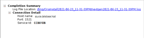 Completion Summary screen showing the details of the configuration.