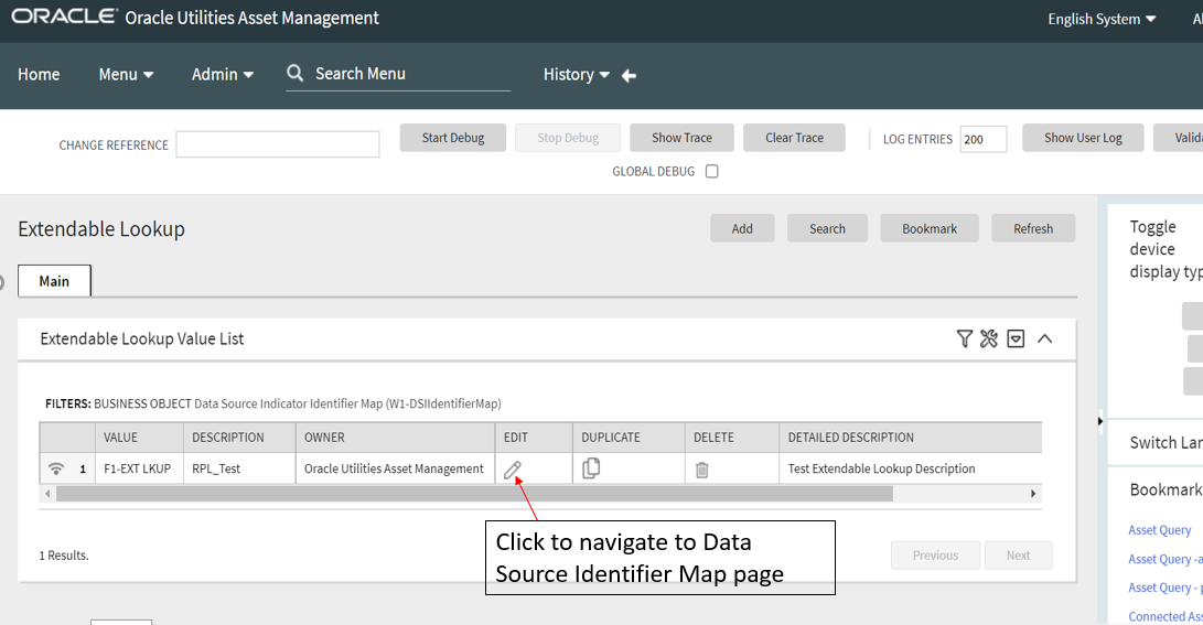 Screenshot of how to navigate to the Data Source Identifier Map page.