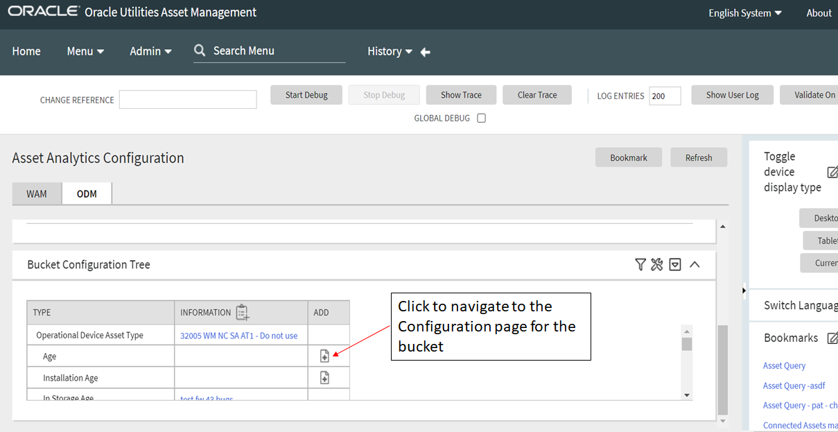 Screenshot of how to navigate to the Bucket Configuration Maintenance page.