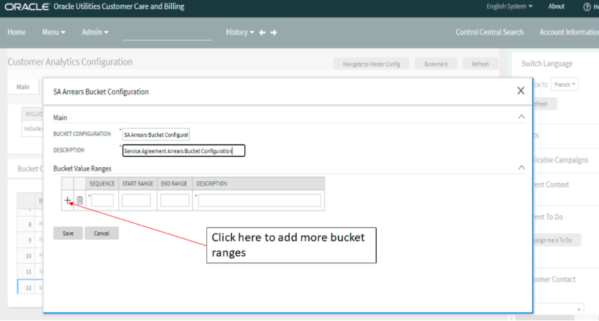 Screenshot showing where to click in order to add more bucket ranges.