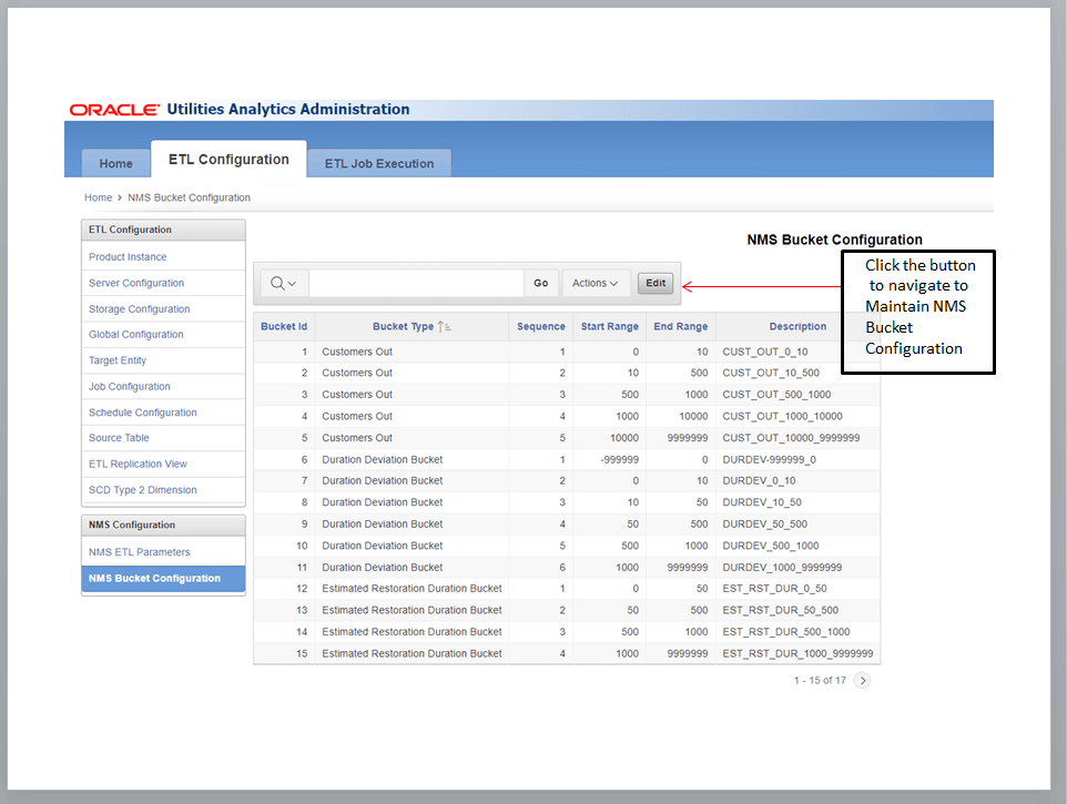 Screenshot of how to open the Maintain NMS Bucket Configuration page.