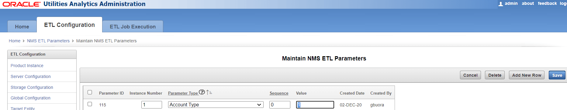 Screenshot of editing the value under the Value column of the parameter value that is to be modified.
