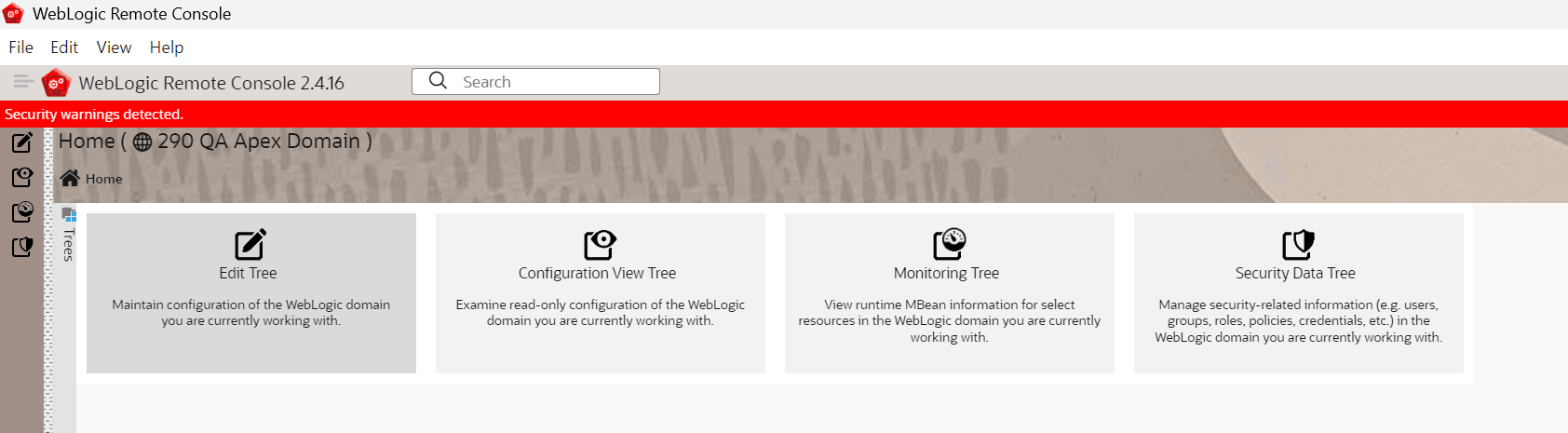 This is the WebLogic administration console.