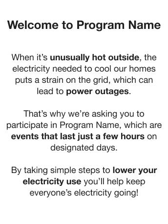 Image of text that welcomes the customer to the program and explains the benefits of participating. 