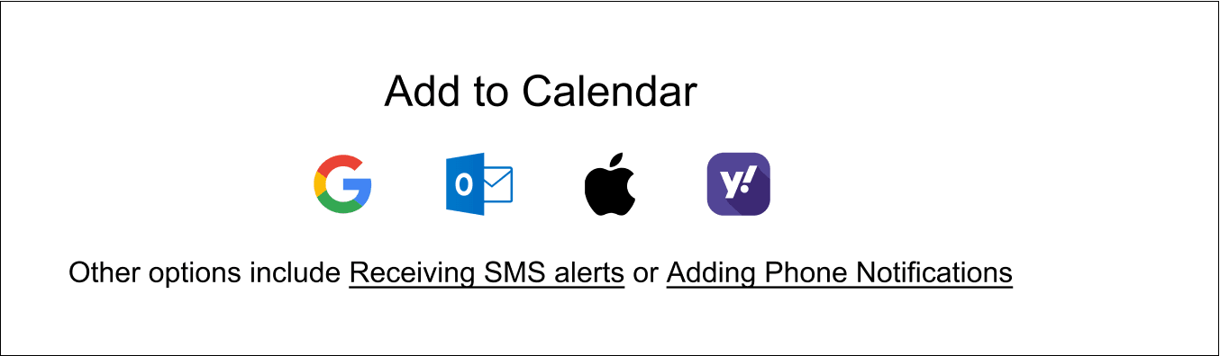 Add to Calendar appears at the bottom of the pre-event email communication.