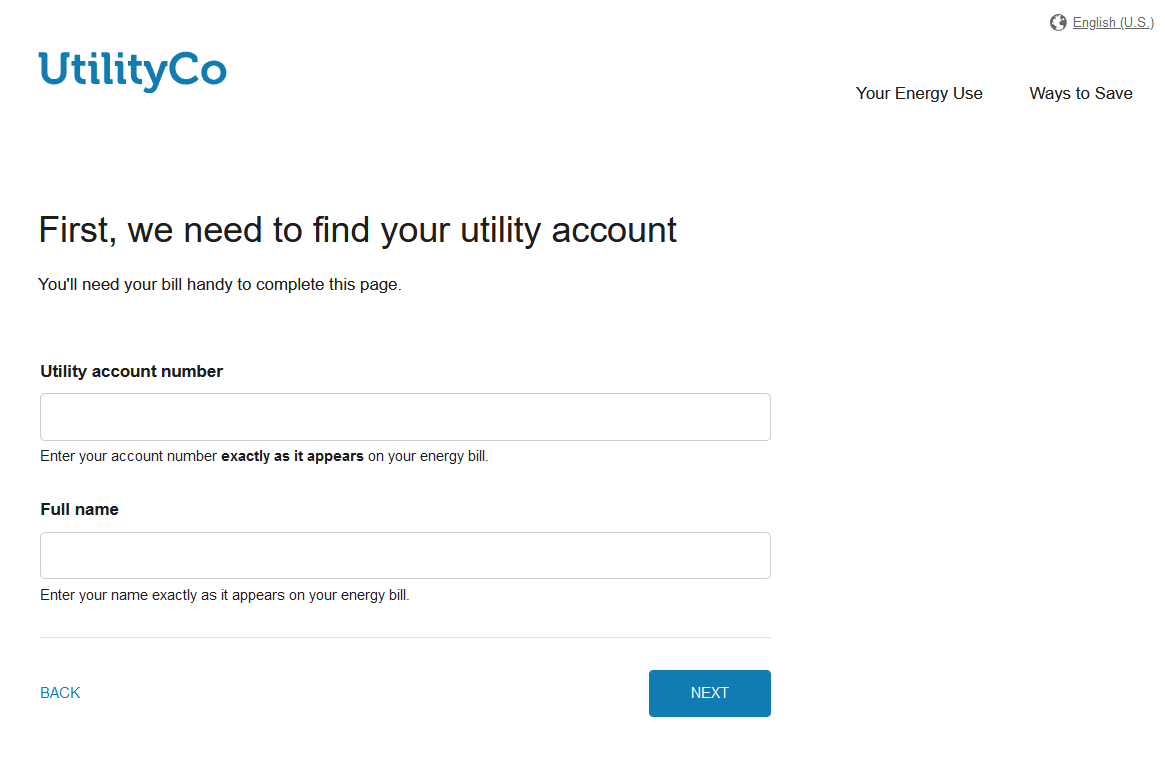 Screenshot of the user experience for creating a new business account.