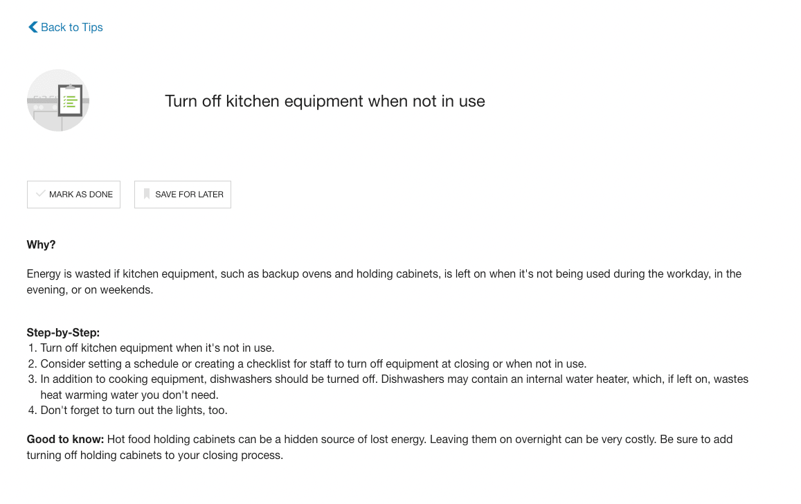 A screesnhot of a list of tip details for a business customer.