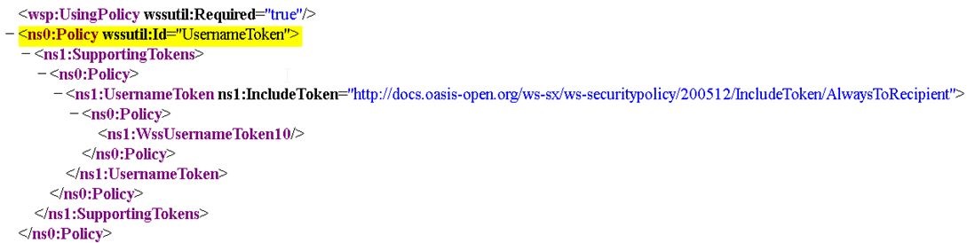 Policy defined in the IWS wsdl