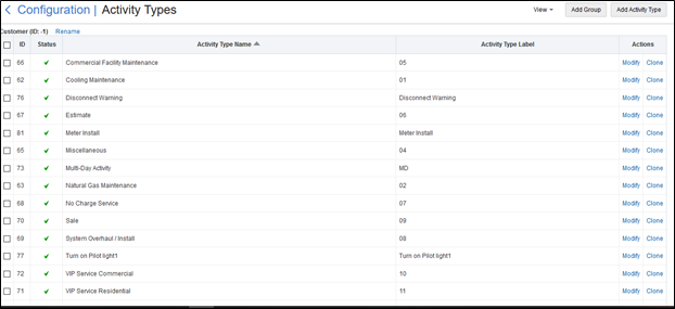 Activity type page Activity type page