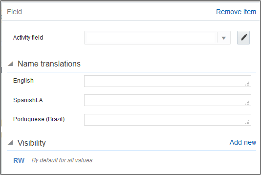 Field section. Activity field is the first text field under it.