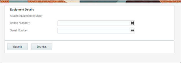 Equipment Details section where the user is to enter the equipment’s badge number.