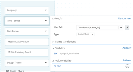 Value visibility section.