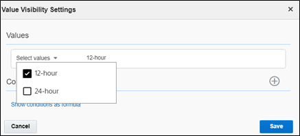 Value Visibility Settings section.