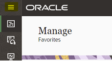 Oracle Field Service Home page detail showing the three lines menu located on the top-left corner.