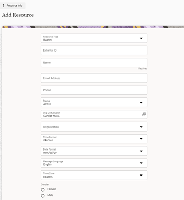 Add Resource window where the user is to choose from the drop-down menus and fill the different text fields with the resource’s details.