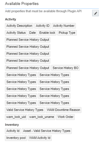 Available Properties section where the set of properties appear.