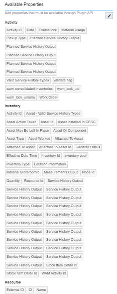 Available Properties section where the set of properties appear.