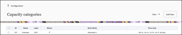 Capacity categories page detail.