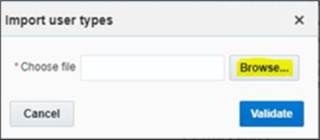 Import user types window where the user is to browse for the appropriate file. Import user types window where the user is to browse for the appropriate file.