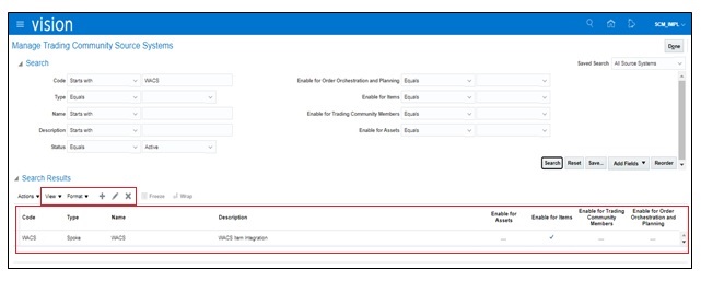 Manage Trading Community Source System page