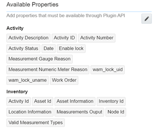 Available Properties section where the set of properties appear. Available Properties section where the set of properties appear.
