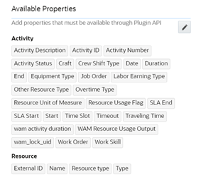Available Properties section where the set of properties appear. Available Properties section where the set of properties appear.