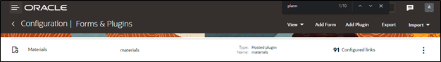 Detail of the Forms and Plugins page where the Import drop-down menu is (extreme right, next to Export). Detail of the Forms and Plugins page where the Import drop-down menu is (extreme right, next to Export).