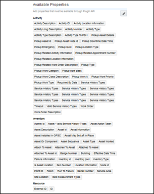 Available Properties section where the set of properties appear. Available Properties section where the set of properties appear.