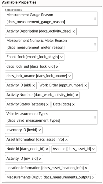 Available Properties section where the set of properties appear.