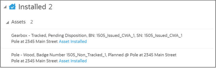 The non tracked asset is moved to Install pool in Oracle Field Service.