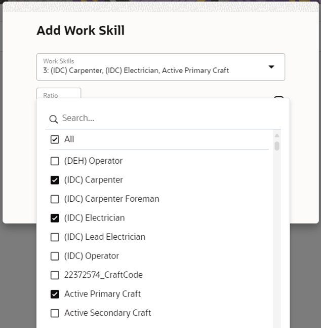 Resource Work Skills page. Resource Work Skills page.