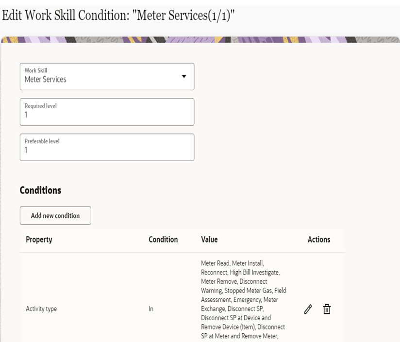 Edit work skill condition window. Edit work skill condition window.