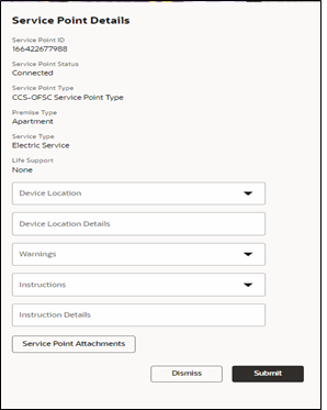 Service Point Details page. Service Point Details page.