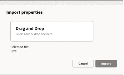 Import properties pupop window from which the user is to browse for the file to be imported. Import properties pupop window from which the user is to browse for the file to be imported.